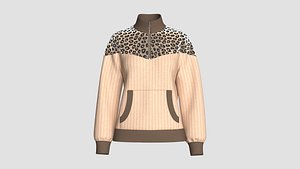 3D Girls Half Zip Velvet Jacket