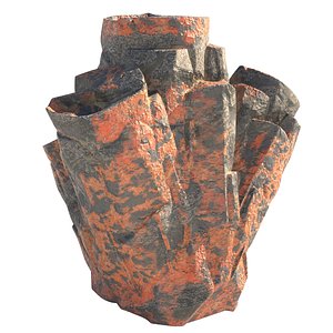 3D model Red coral rock