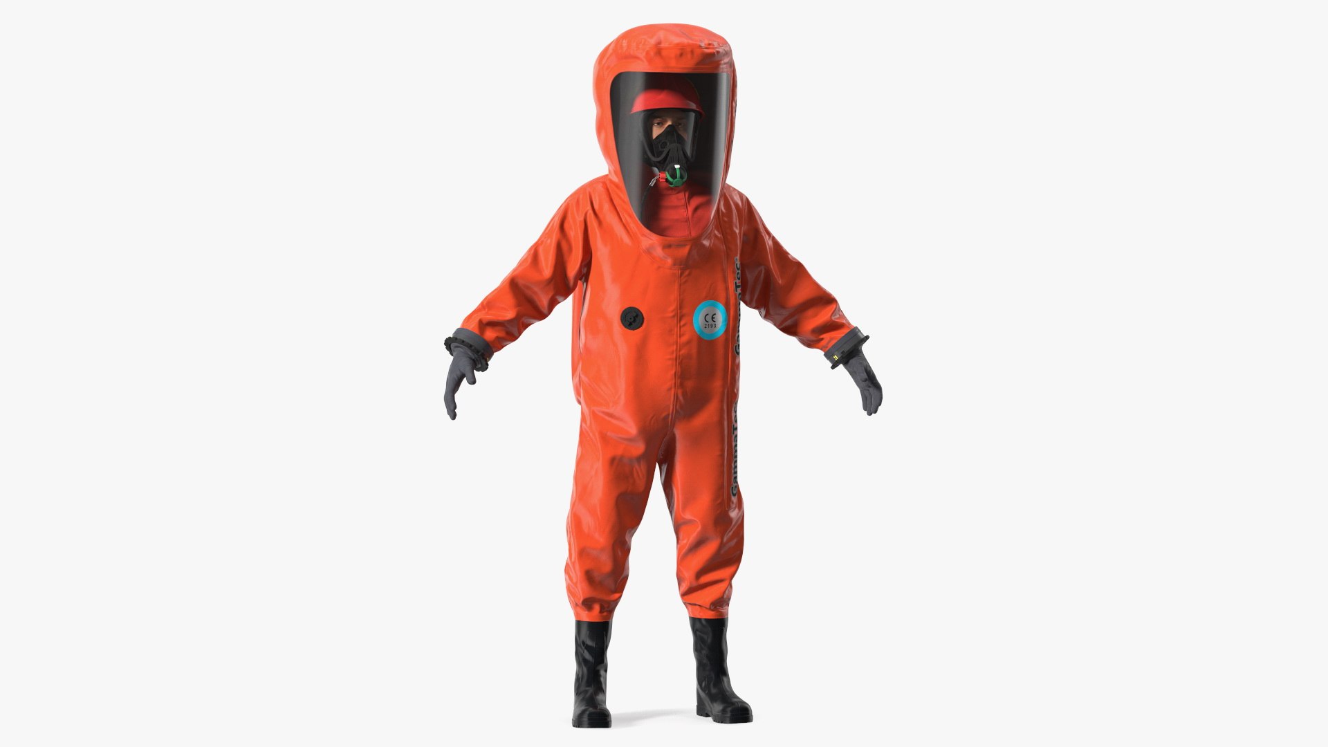 Heavy Duty Chemical Protective Suit Neutral Pose Red 3D model preview