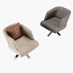 Modern lounge velur and fabric chair 3D model