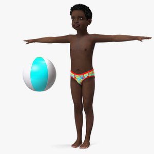 Black Child Boy Beach Style T-Pose