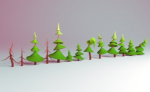 Low-poly Tree Set