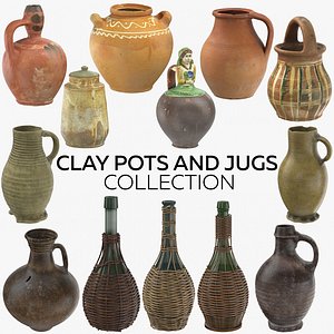 clay pots jugs 3D model
