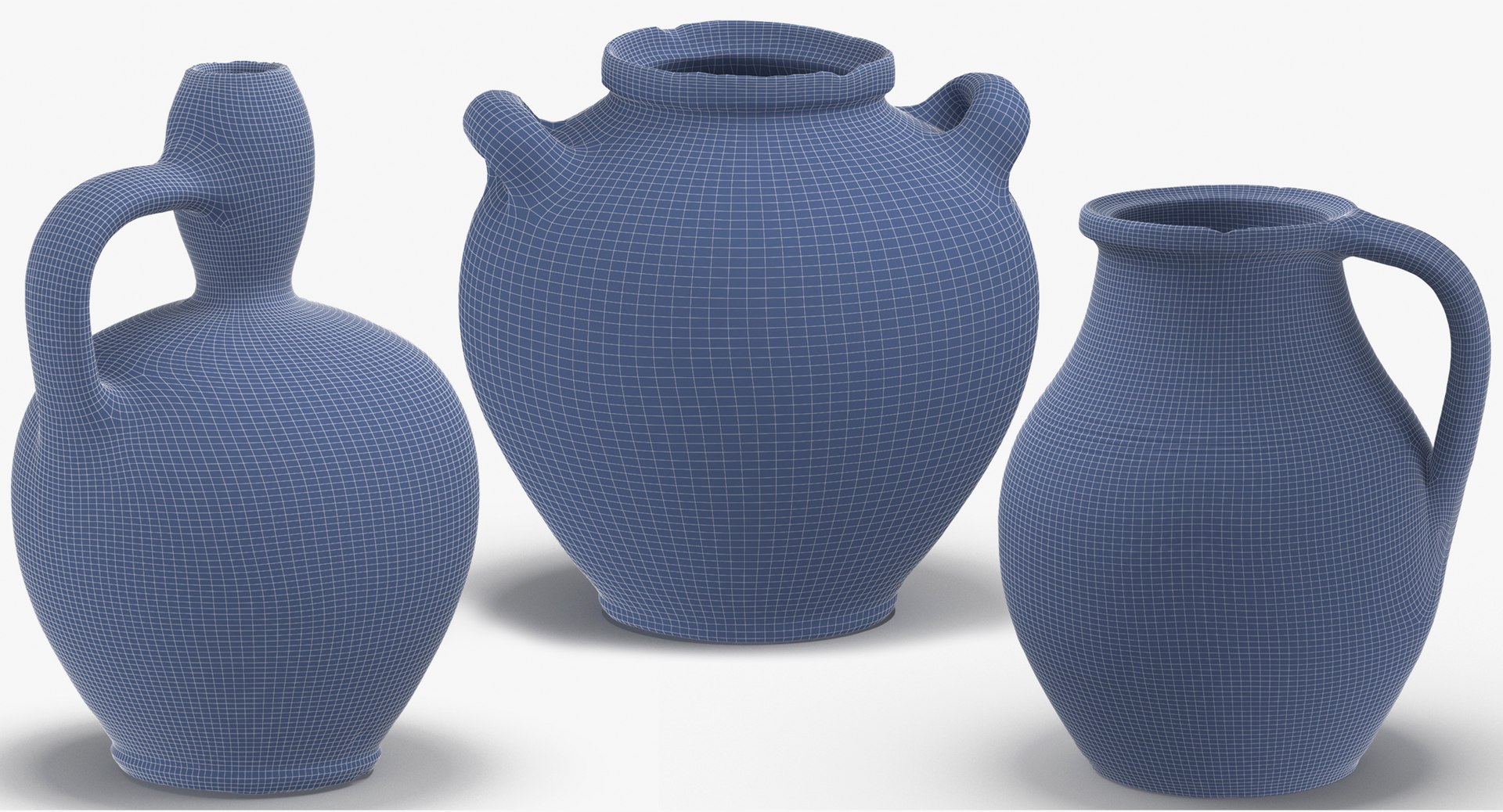 clay pots jugs 3D model https://p.turbosquid.com/ts-thumb/9o/3S4dNK/ey2rVLkm/clay_pots_and_jugs_collection_group_wireframe_01/jpg/1576508162/1920x1080/fit_q87/5a6997c4c49ce57e24f49eb6b81b7e333ba37674/clay_pots_and_jugs_collection_group_wireframe_01.jpg