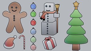 Stylized Christmas models with gradient textures 3D model
