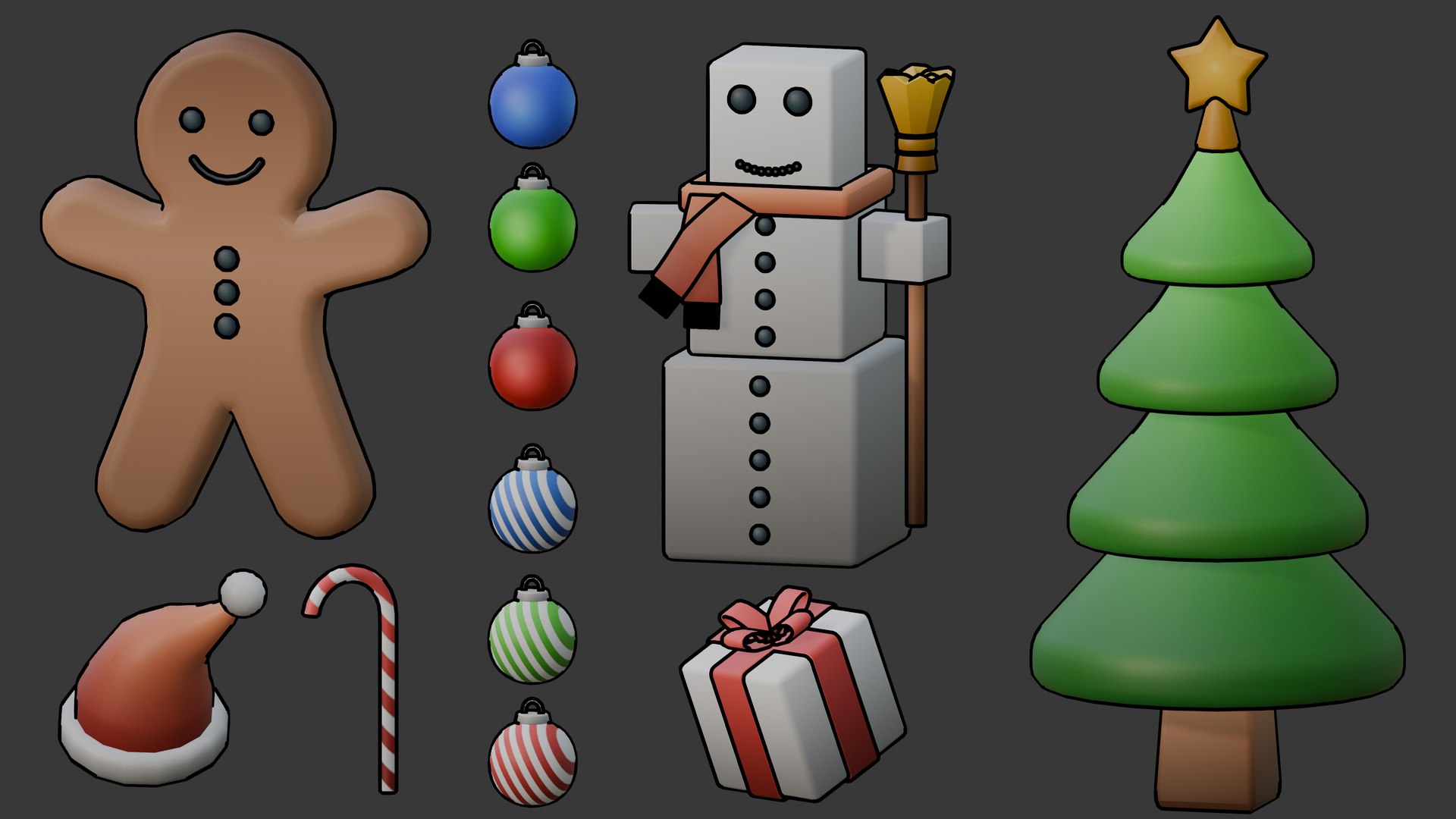 Stylized Christmas Models With Gradient Textures 3D Model - TurboSquid ...
