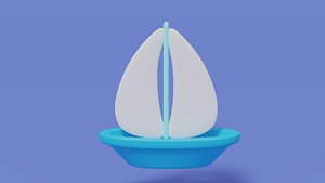 Cartoon Cute Sailboat 3D model