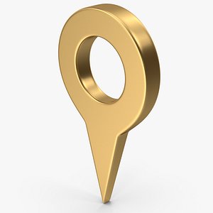 3D Gold Map Pin Symbol