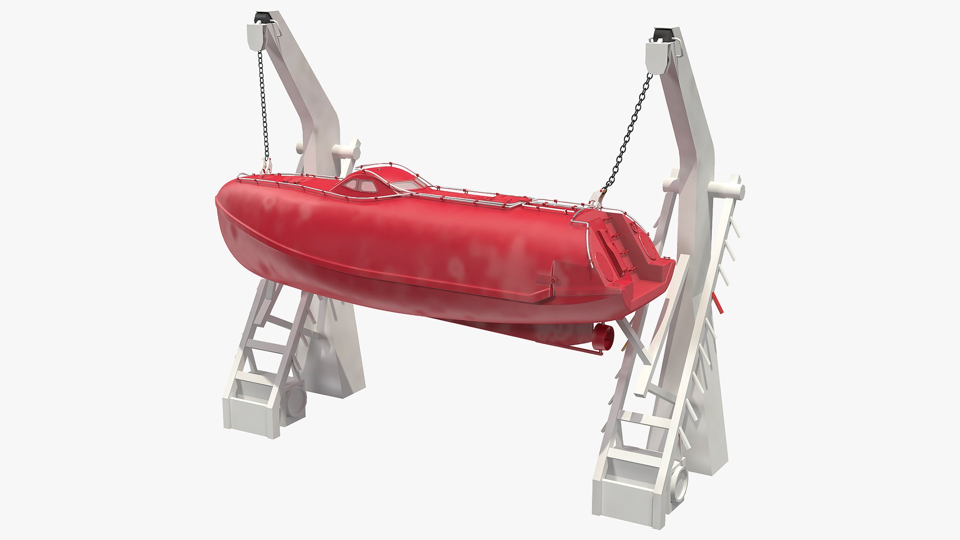 Rescue Boat Davit Crane 3D model preview