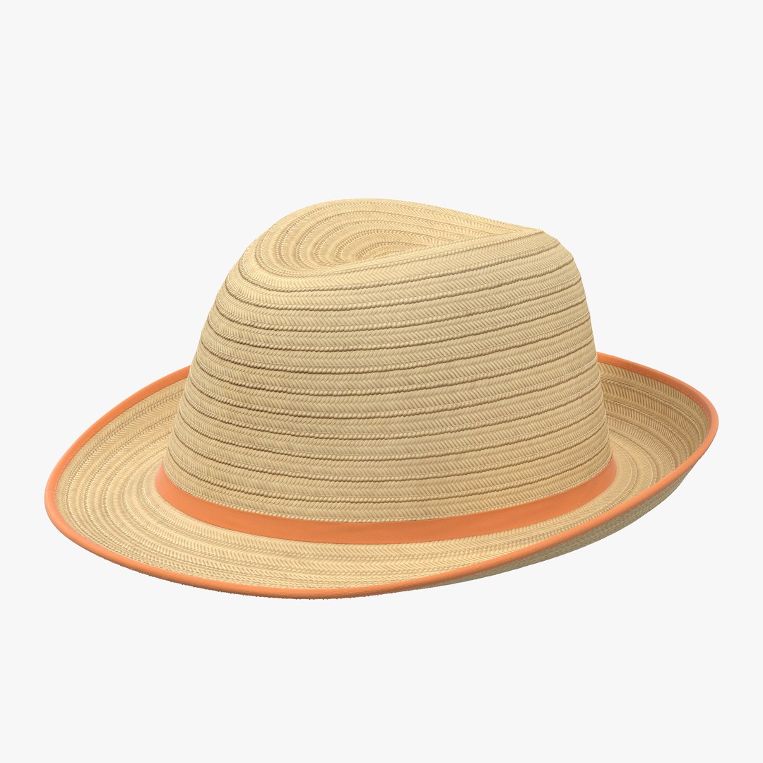 Womens Straw Hat 3D model preview