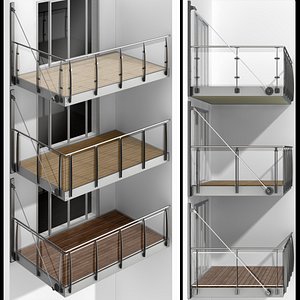 Metal balcony 3 types of console balconies model