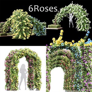 3D 2 Different  3D models in the 2scenes  Climbing Roses Garden Bow Grow