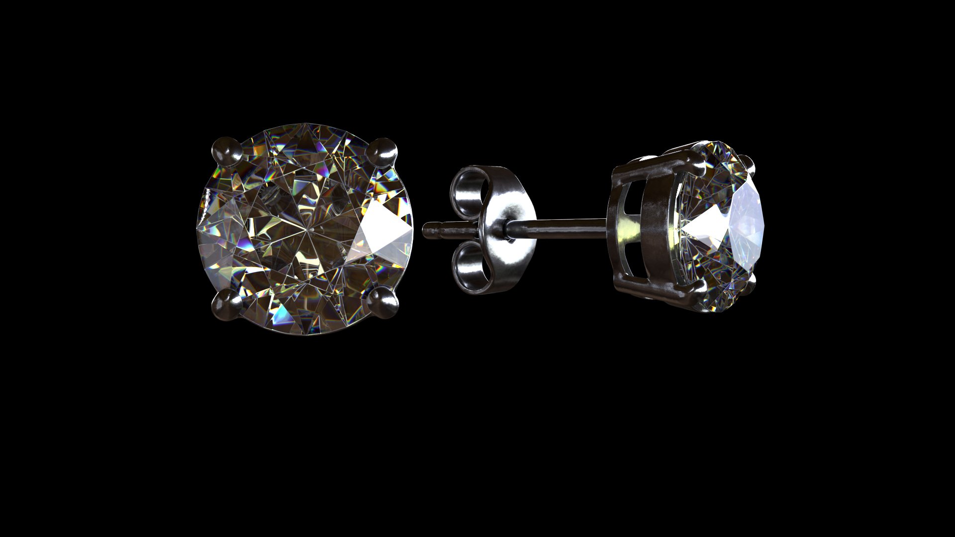 3D Model Diamond Earrings TurboSquid 1744127