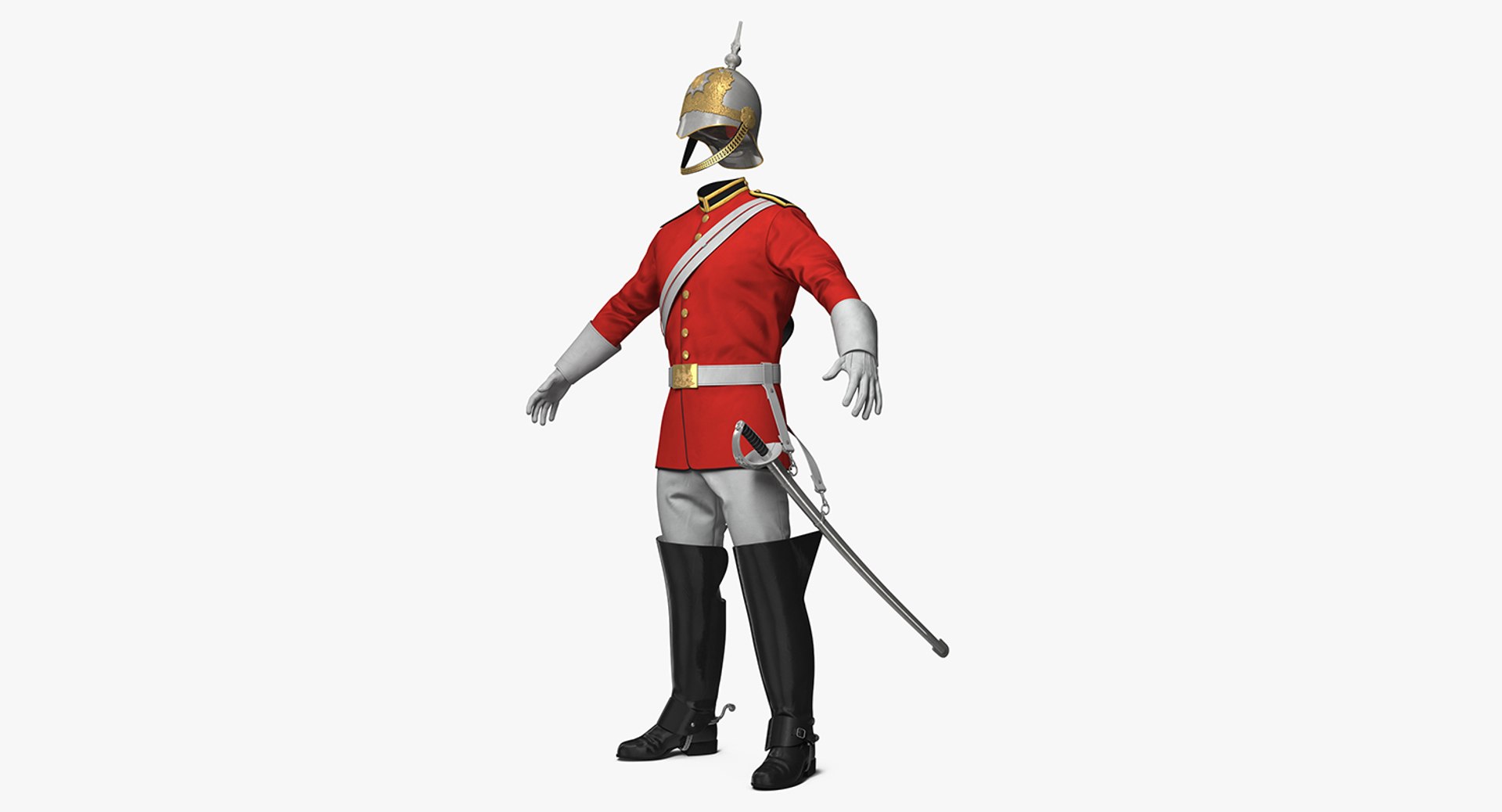 British Cavalry Royal Life Guard Uniform 3D Models Set 3D model preview
