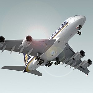 3d model airbus a380 plane singapore