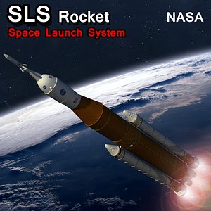 sls rocket space launch 3D