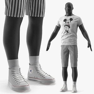3D Disney Mens Outfit on Mannequin White Black
