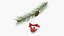 Heart-Shaped Christmas Ornament on Pine Branch