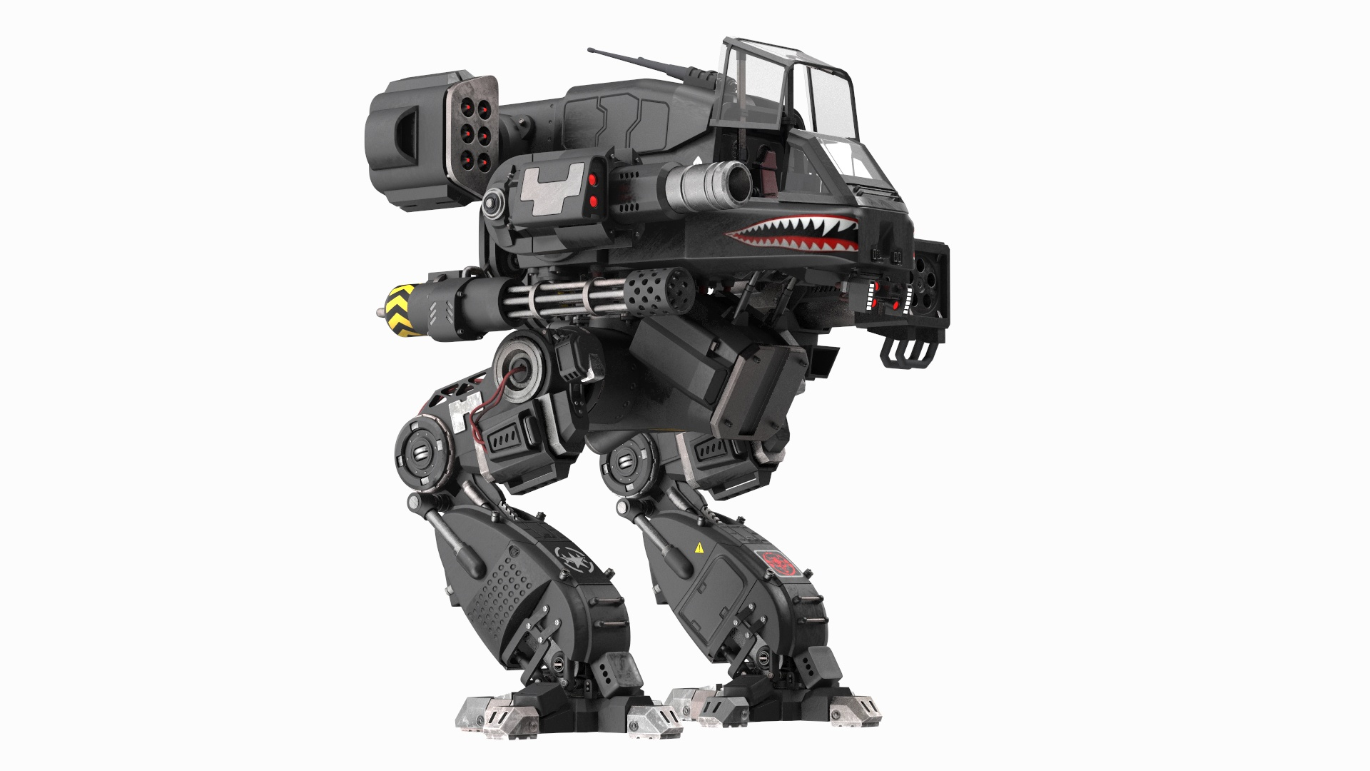 3D Walking Black Combat Robot Empty Rigged - TurboSquid 2121907