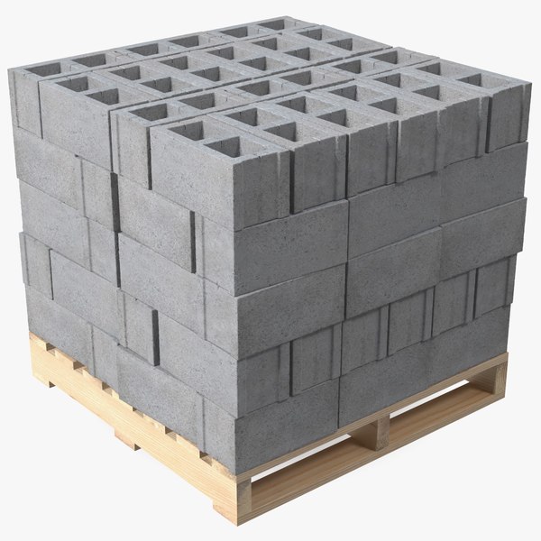 Wooden Pallet with Concrete Blocks model - TurboSquid 1910066