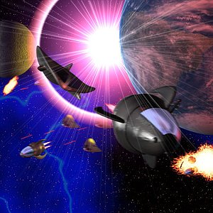 3d space scene spaceships model