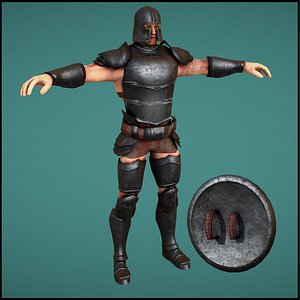 3D medieval armored soldier character