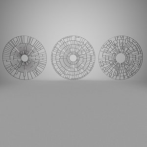 Set of tree grilles grates - high poly