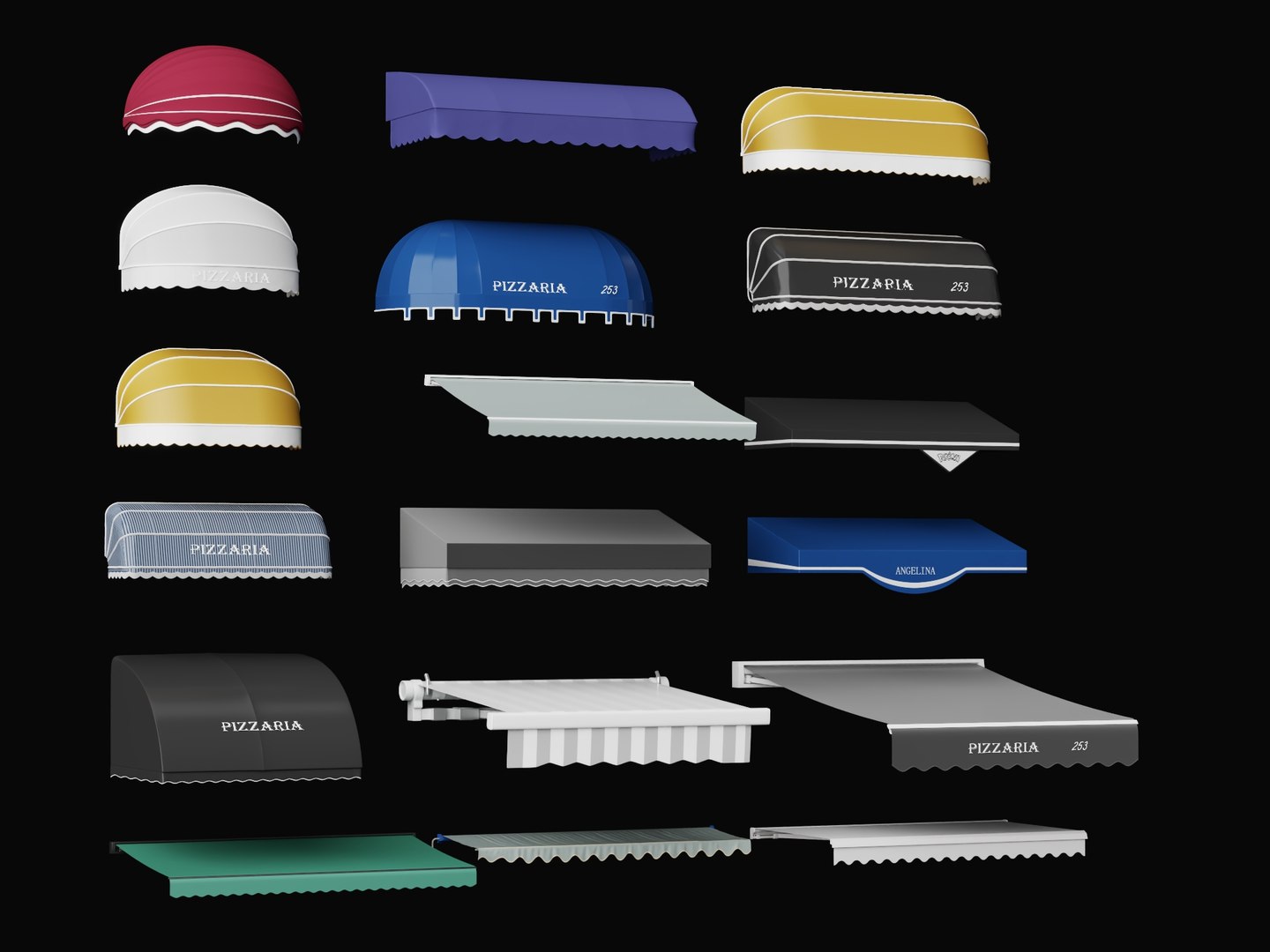 3D Store Awning Canopy Sunshade Model Pack model https://p.turbosquid.com/ts-thumb/9p/jDzgF8/F5/13/jpg/1785653995/1920x1080/fit_q87/90f8ea9f70b7a6fcdd90440df2a76d9a738e2d8b/13.jpg