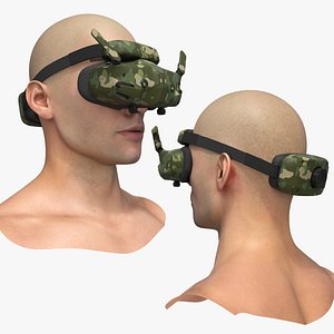 FPV Drone Video Goggles Camouflage on Men Head