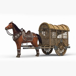 ancient asian carriages 3D