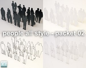 silhouette people 3d 3ds