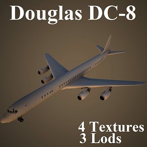3d model douglas dc-8 low-poly