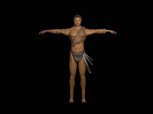3D primitive man character model