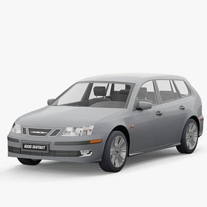 Saab 9-3 2006 lowpoly 3D model