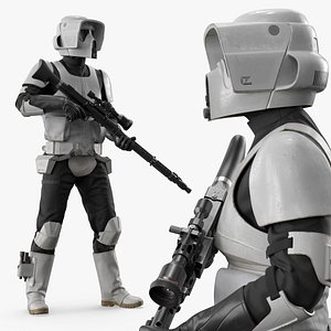 Battle-Worn Trooper Star Wars Standing in Ready Stance 3D