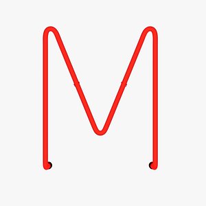 3D model Neon Red Alphabet M