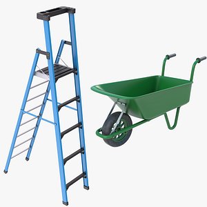 3D Step Ladder and Wheelbarrow