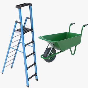 Step Ladder and Wheelbarrow