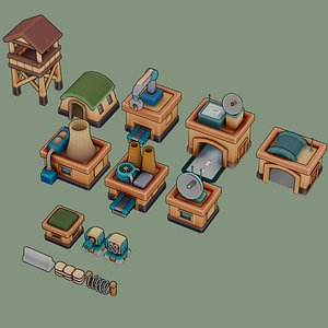 Stylized Cozy Military Structures Pack