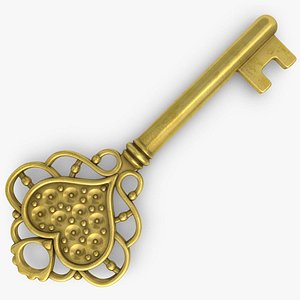 3d love key gold silver