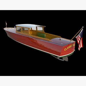 Classic wooden tender 3D model