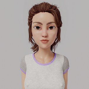 low poly character cartoon woman
