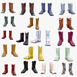 Cowboy Boots Collection 17 PBR Low Poly 3D Models