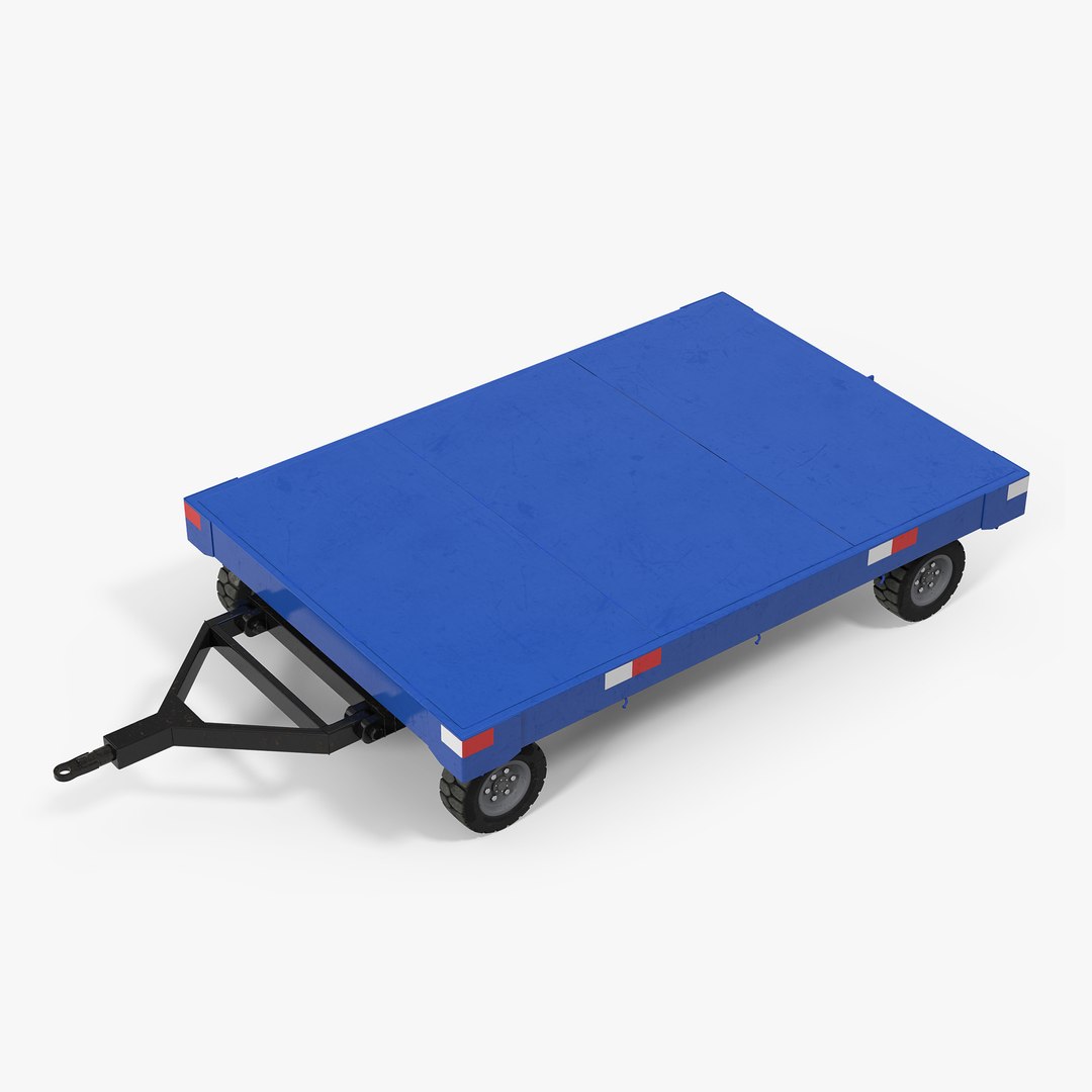 Airport Baggage Trailer Rigged 3D Model preview