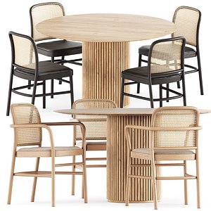 3D The bent chairs and Palais Royal table model