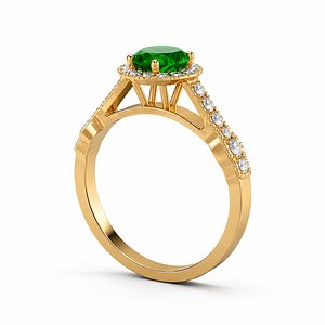 3D Luxury Emerald Diamond Ring model