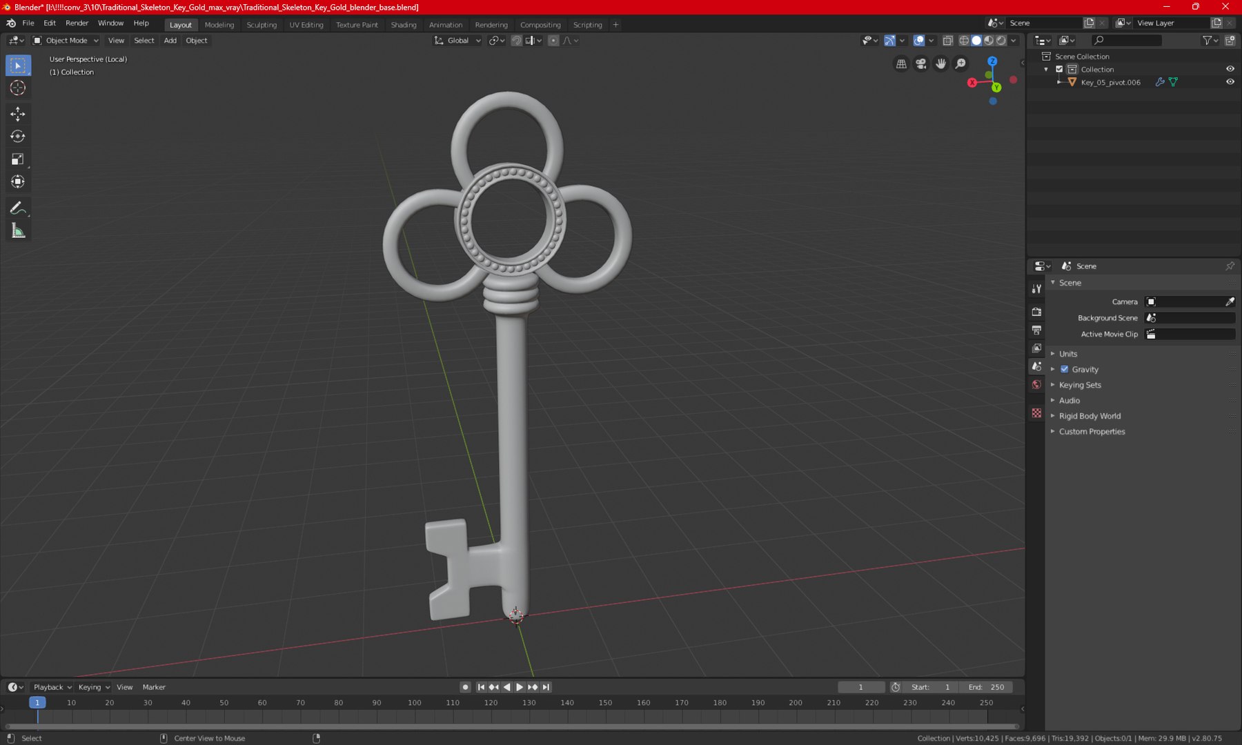 Traditional Skeleton Key Steel 3D Model - TurboSquid 2246317