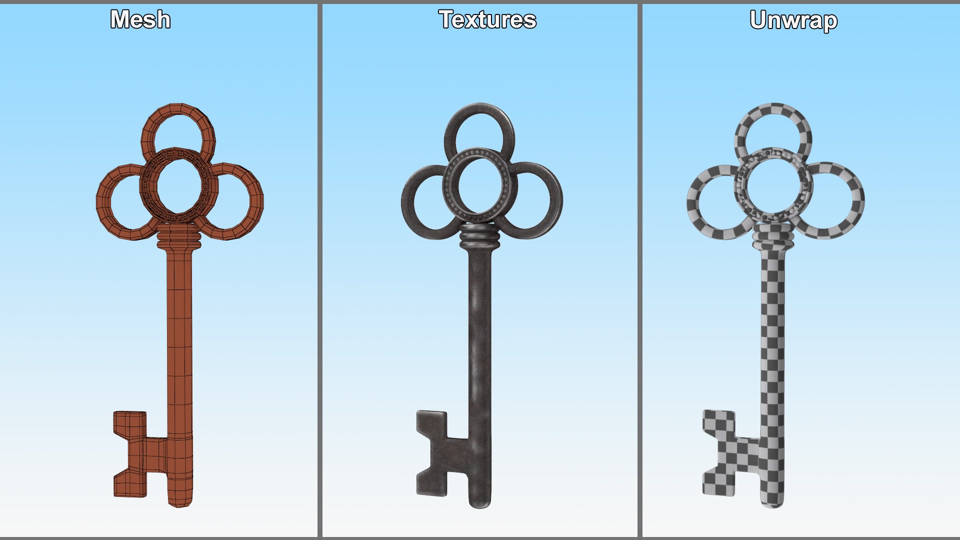 Traditional Skeleton Key Steel 3D Model - TurboSquid 2246317