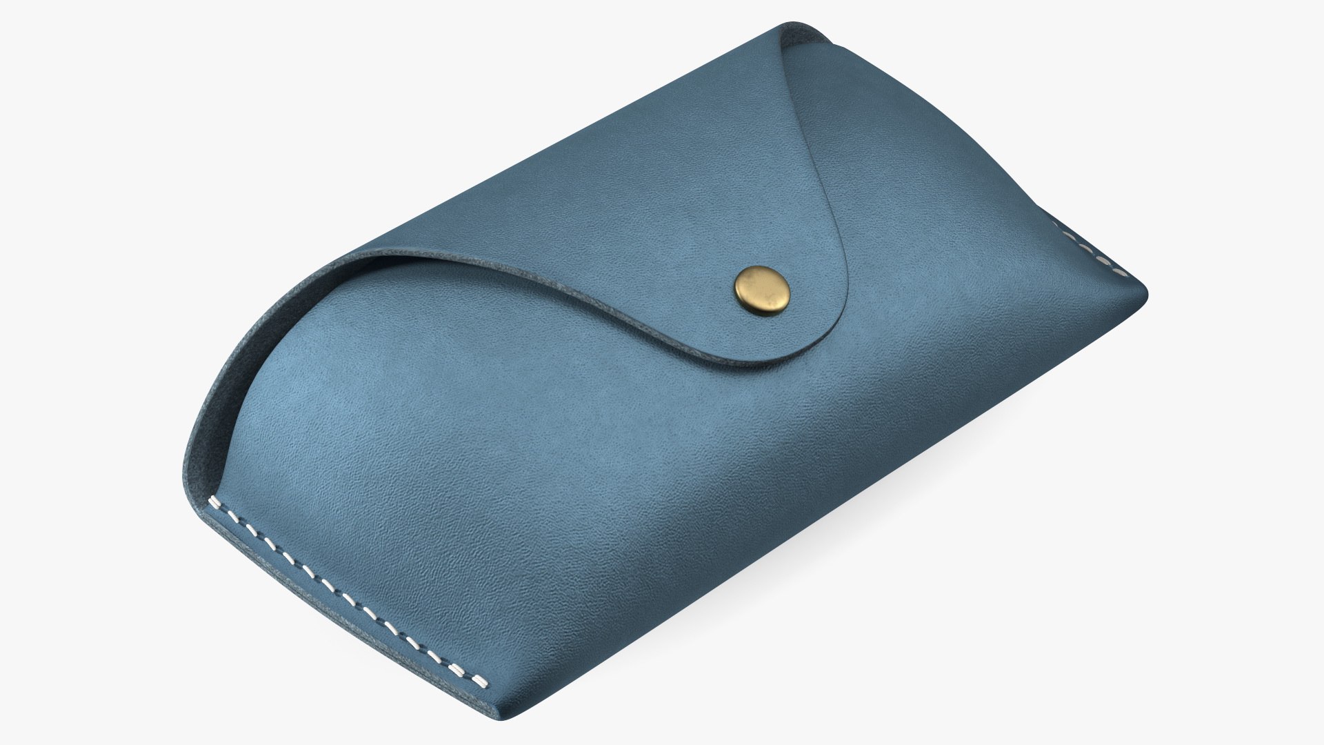 Leather Sunglasses Case Closed Blue 3D model preview