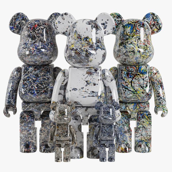 高評価お得BWWT3 jackson pollock chrome BE@RBRICK 1000% ジャクソンポロック メディコムトイ ベアブリック ワールワイドツアー キューブリック、ベアブリック